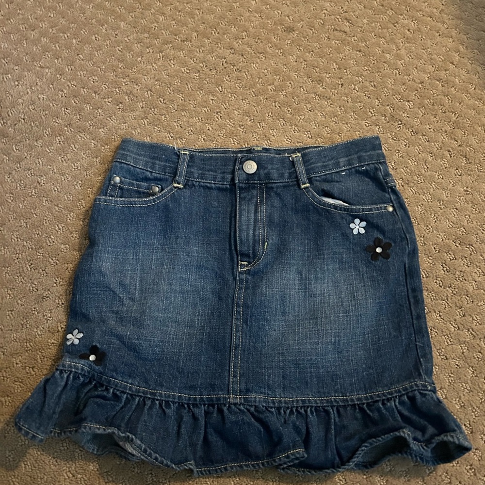 Gymboree Blue Denim Skirt with Floral Details